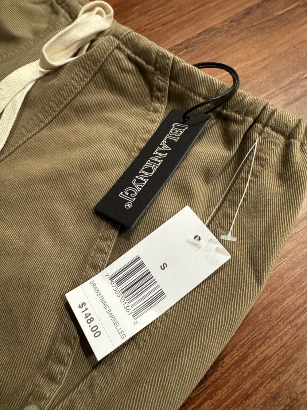 BLANKNYC Barrel Leg Pants S Tan Drawstring High Rise Utility Wide Leg NWT - Picture 5 of 9
